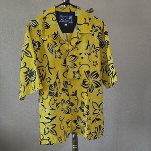 Rip Curl Yellow and Black Floral Casual Shirt